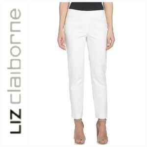 NWOT Liz Claiborne | Dobby Textured white cotton blend cropped dress pants
